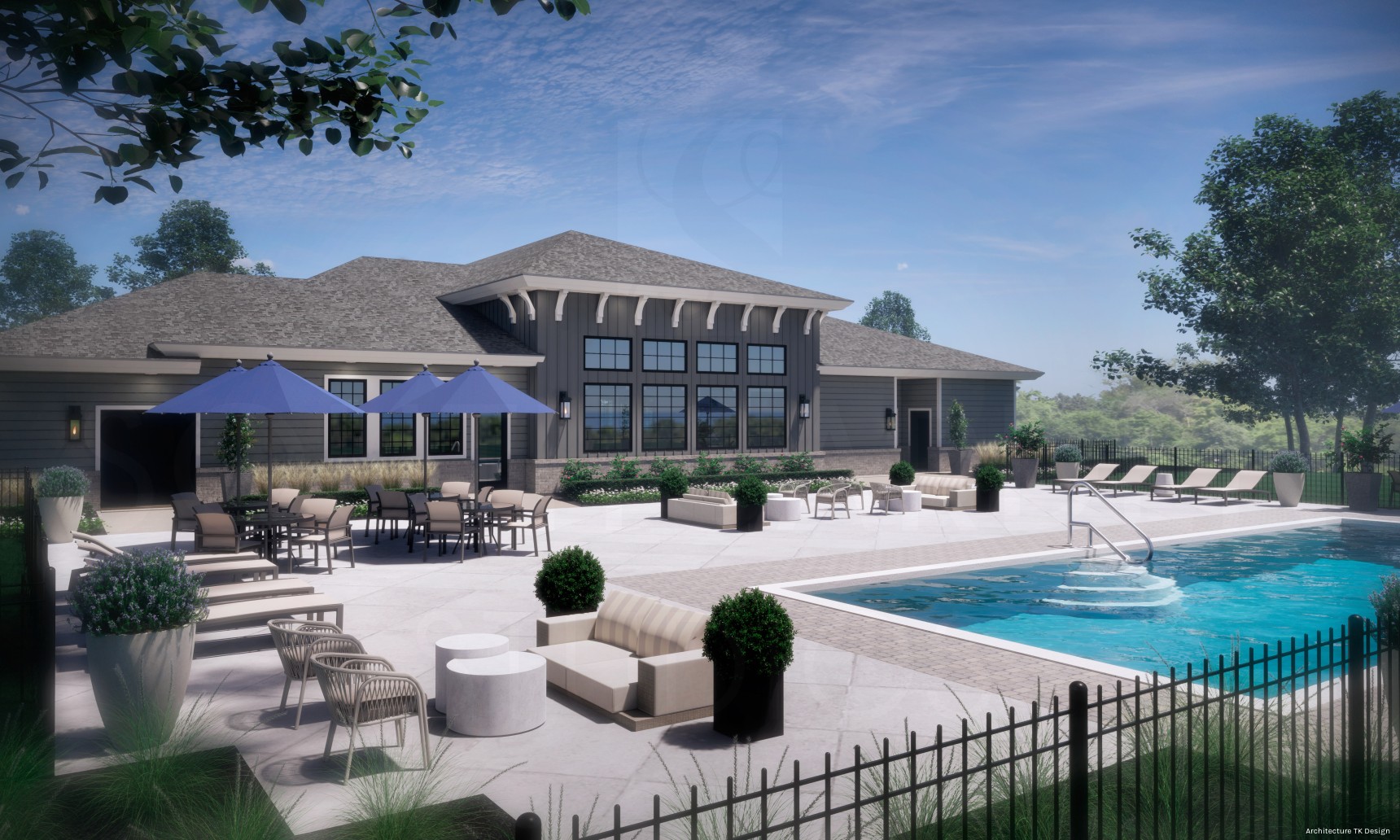 Clubhouse and Pool Rendering