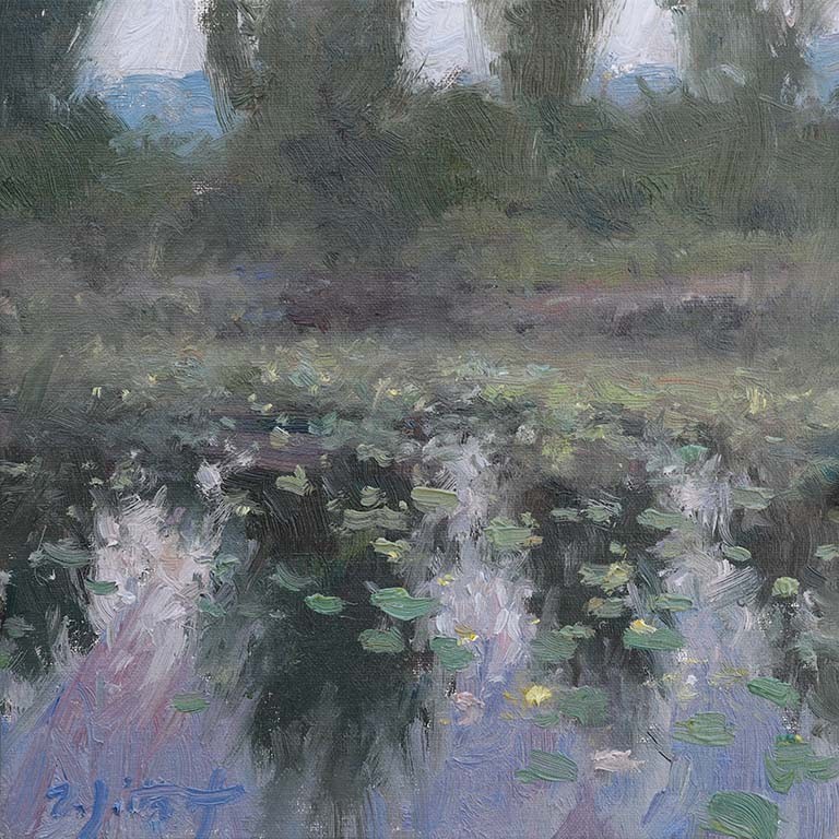 Blue Gray Shimmer 8x8 Oil